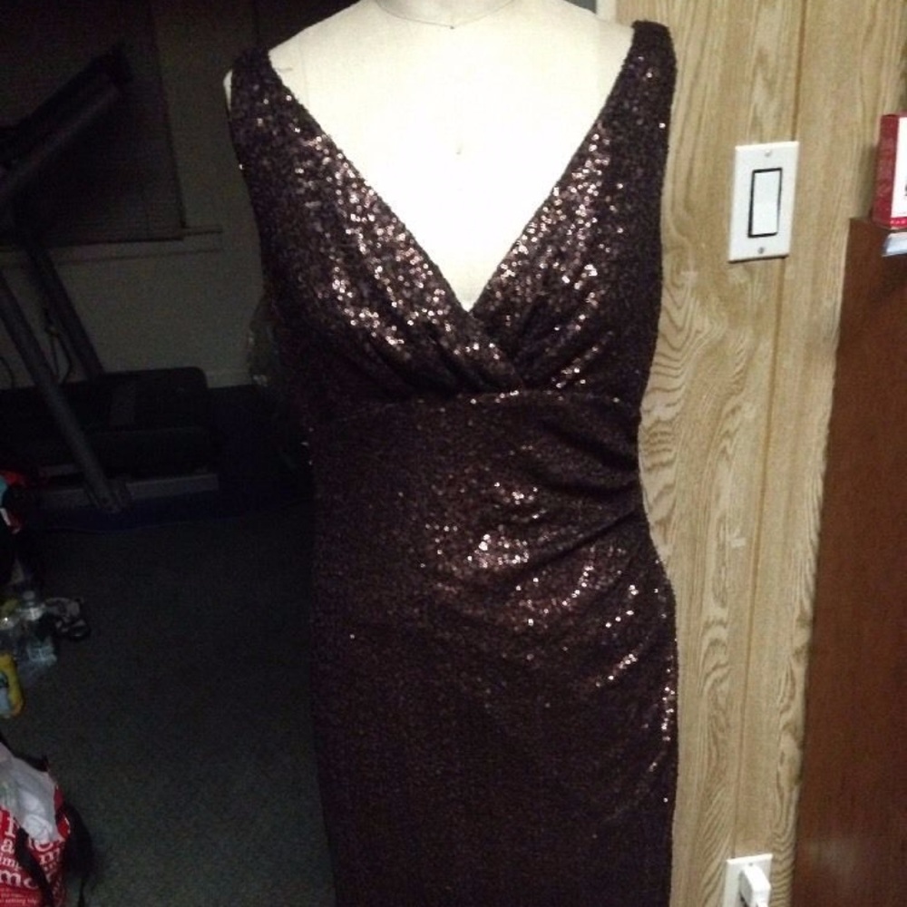 Ralph Lauren Bronze Brown Sequin Dress Sz 6 Nwt